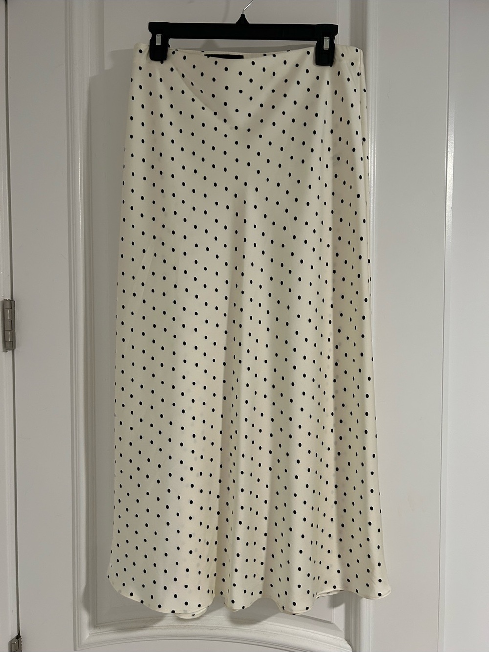 Zara Cream Maxi Skirt with Black Polka Dot Print